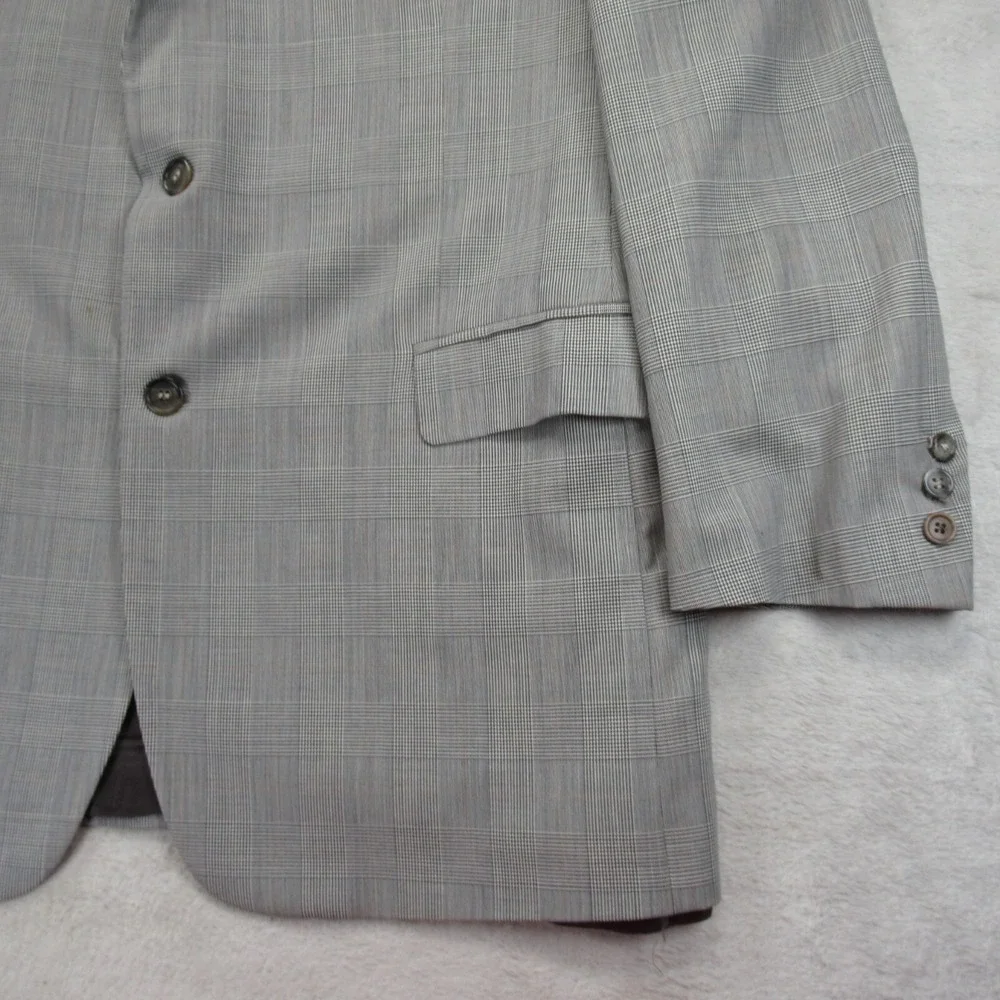 Brooks Brothers Loro Piana Wool Madison Blazer Men 47L White Black Plaid 1818